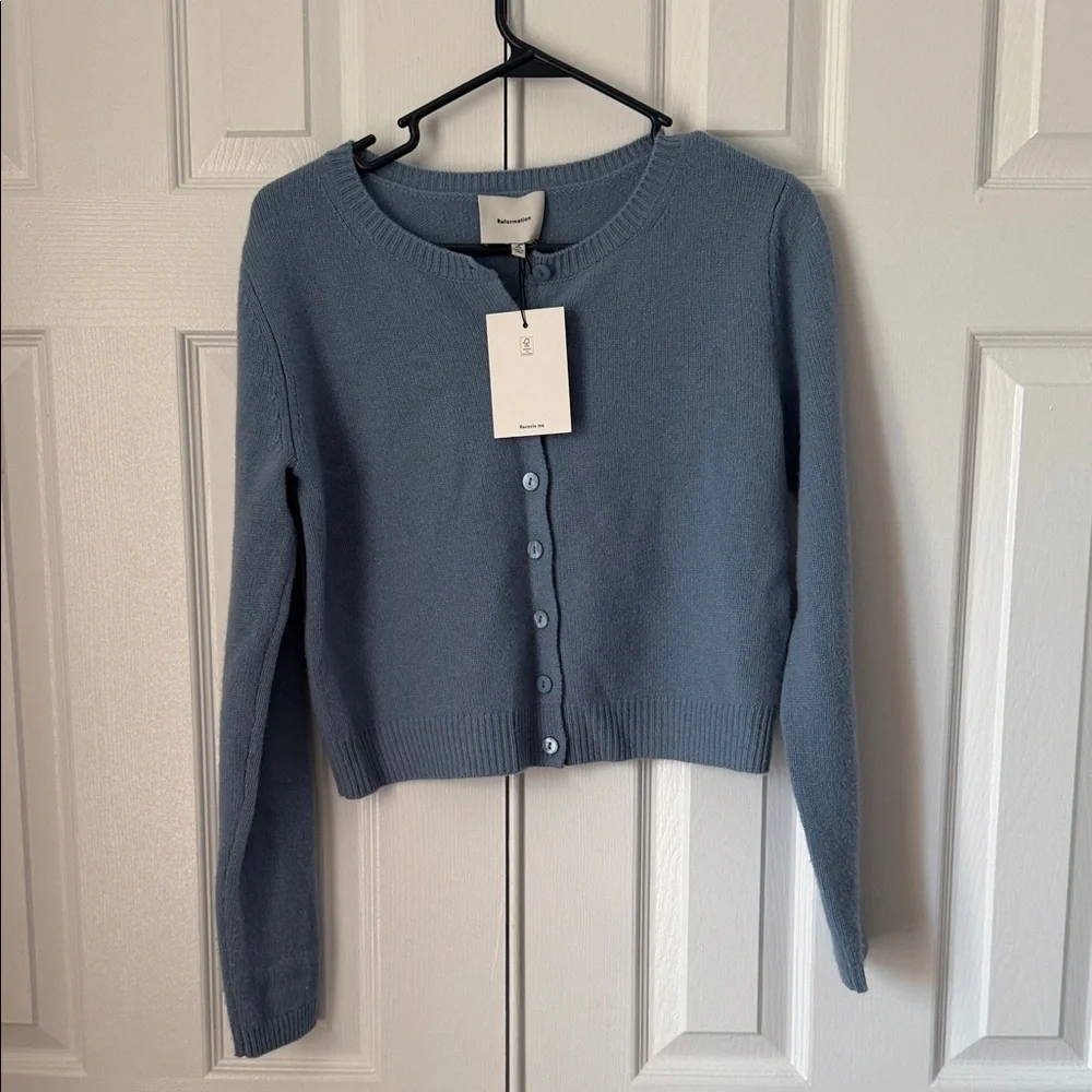 NWT Reformation Clara Cashmere Cardigan in XS - Bayou blue - Picture 2 of 7